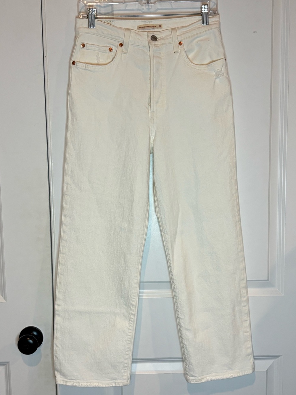 Levi's Ribcage Straight Ankle Jeans White 28